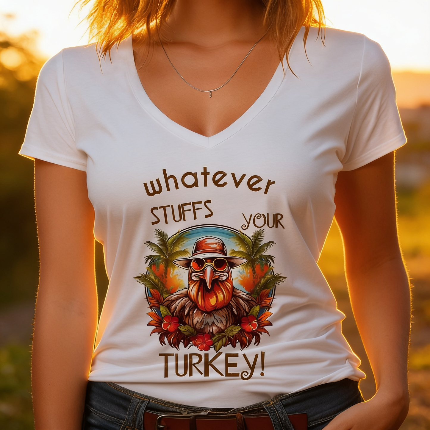 lifestyle scene ~ Whatever Stuffs your Turkey T-Shirt