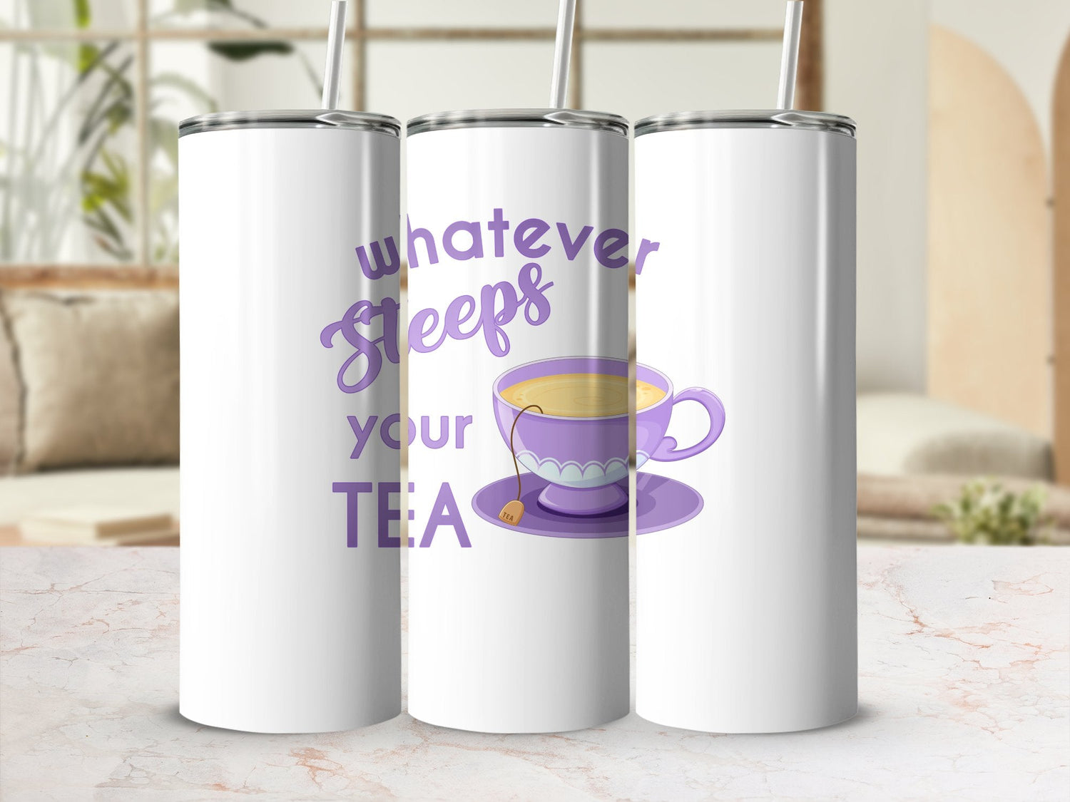 Fun & Sassy Whatever Steeps your Tea — Purple Tumbler