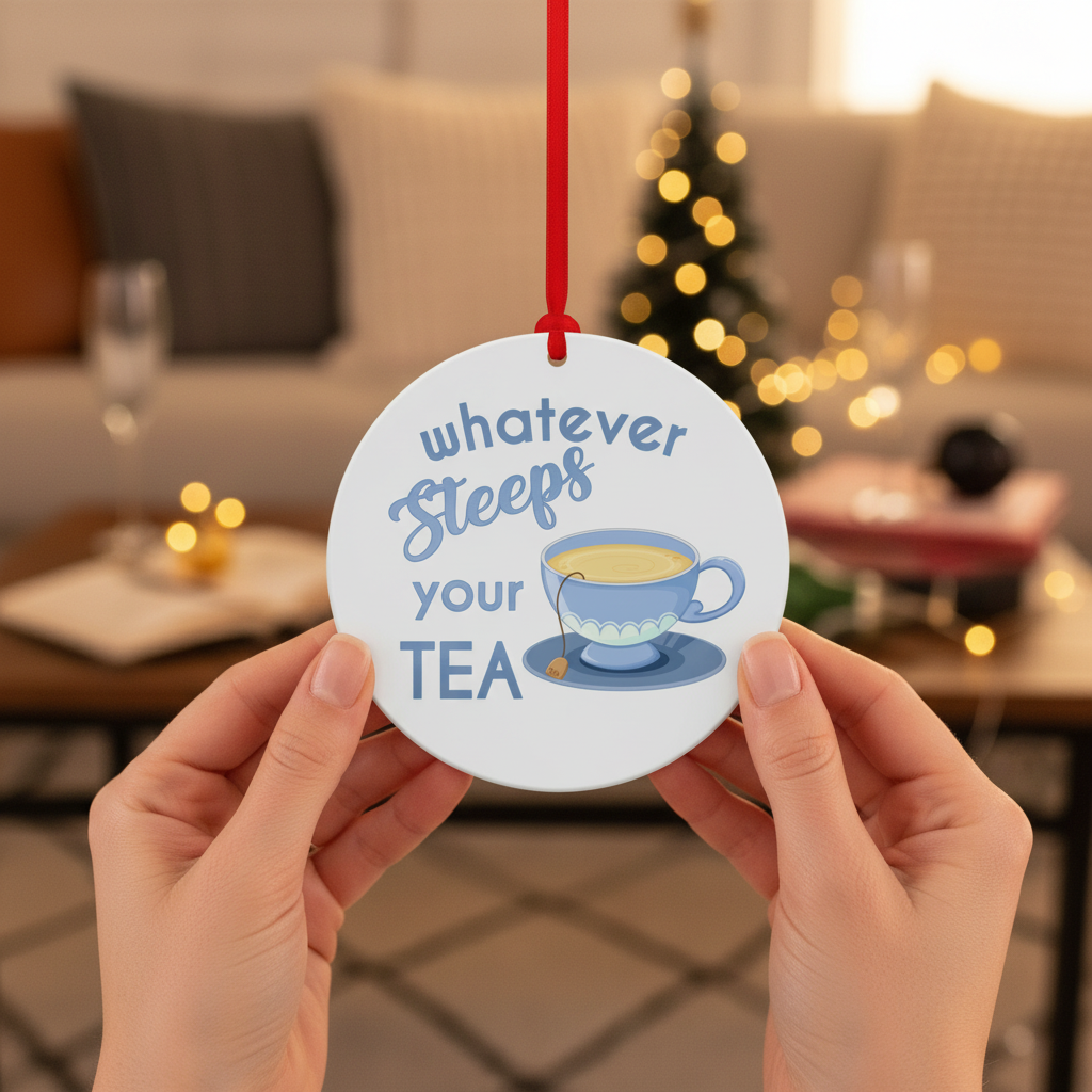 lifestyle scene ~ Whatever Steeps your Tea ~ Blue Ornament