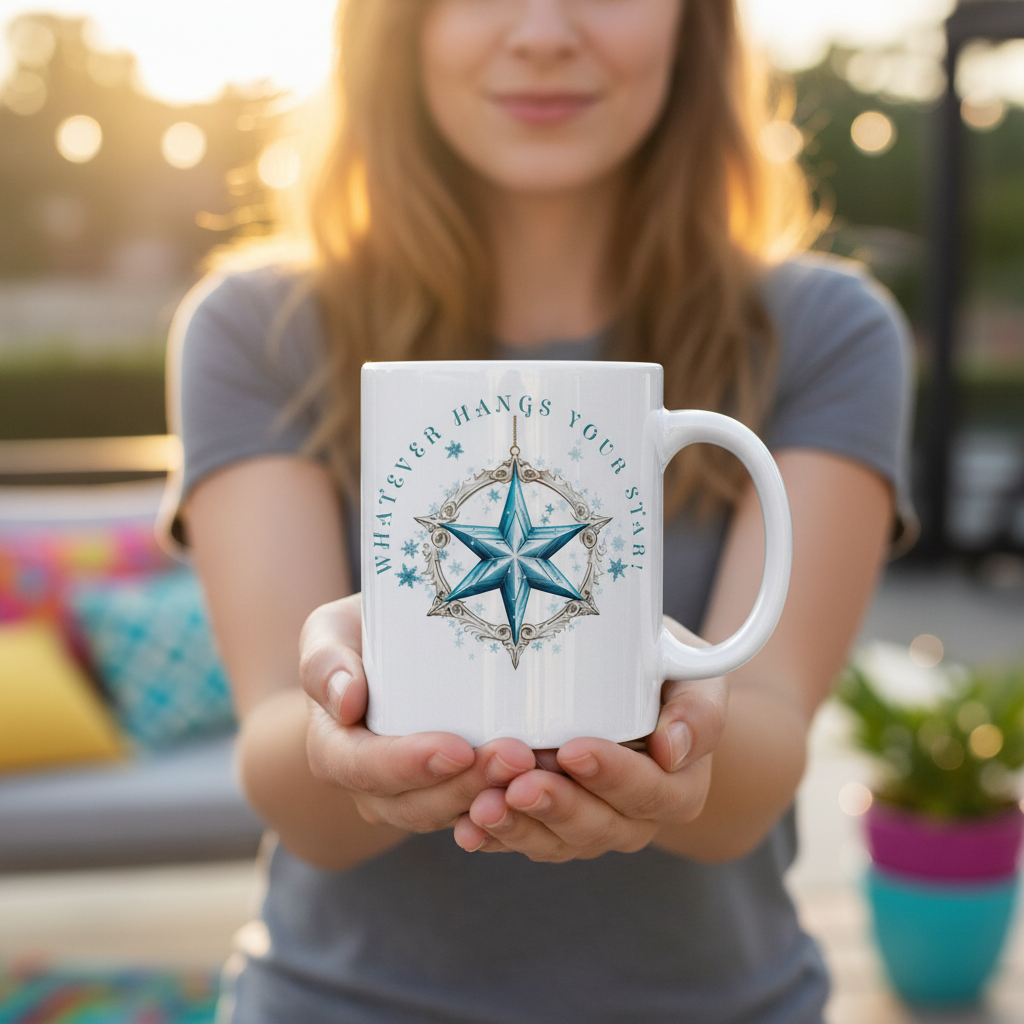 lifestyle scene ~ Whatever Hangs your Star Mug