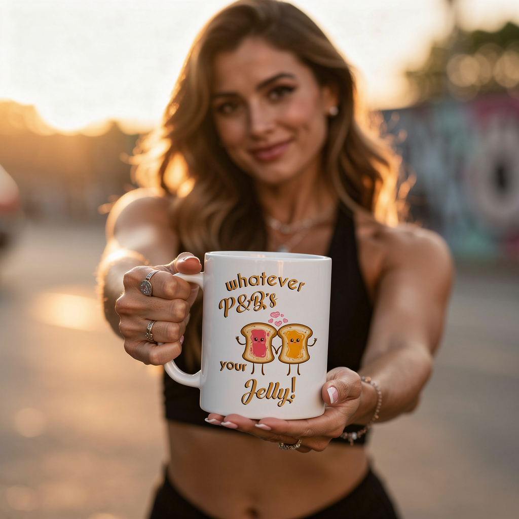 lifestyle scene ~ Whatever P&B's your Jelly Mug
