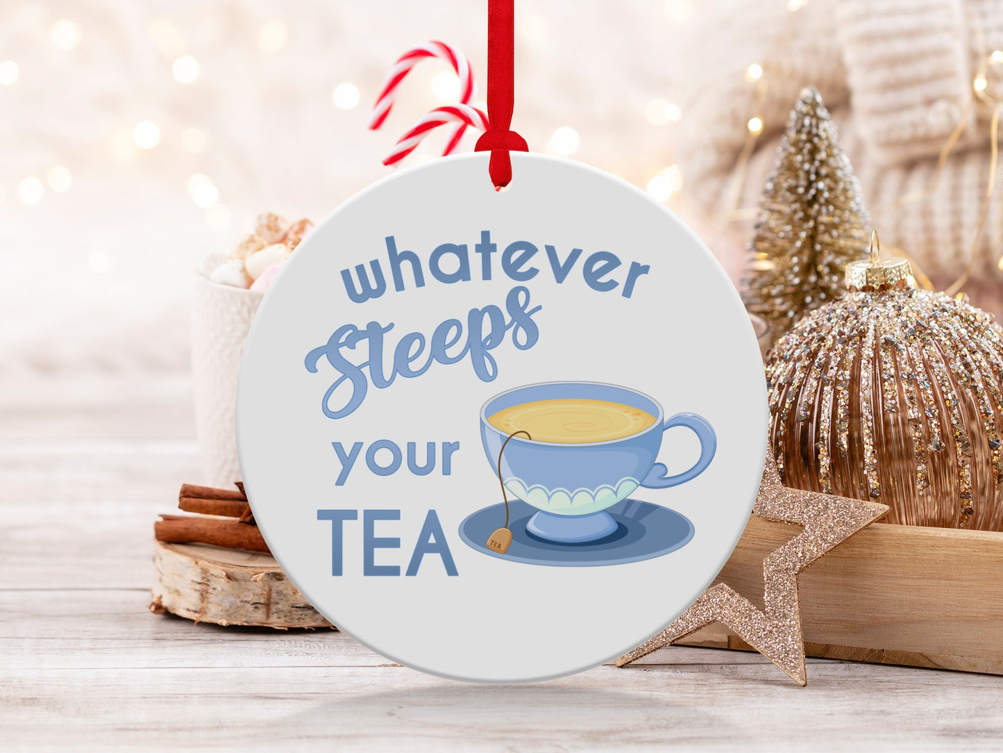 Fun & Sassy Whatever Steeps your Tea — Blue Ornament