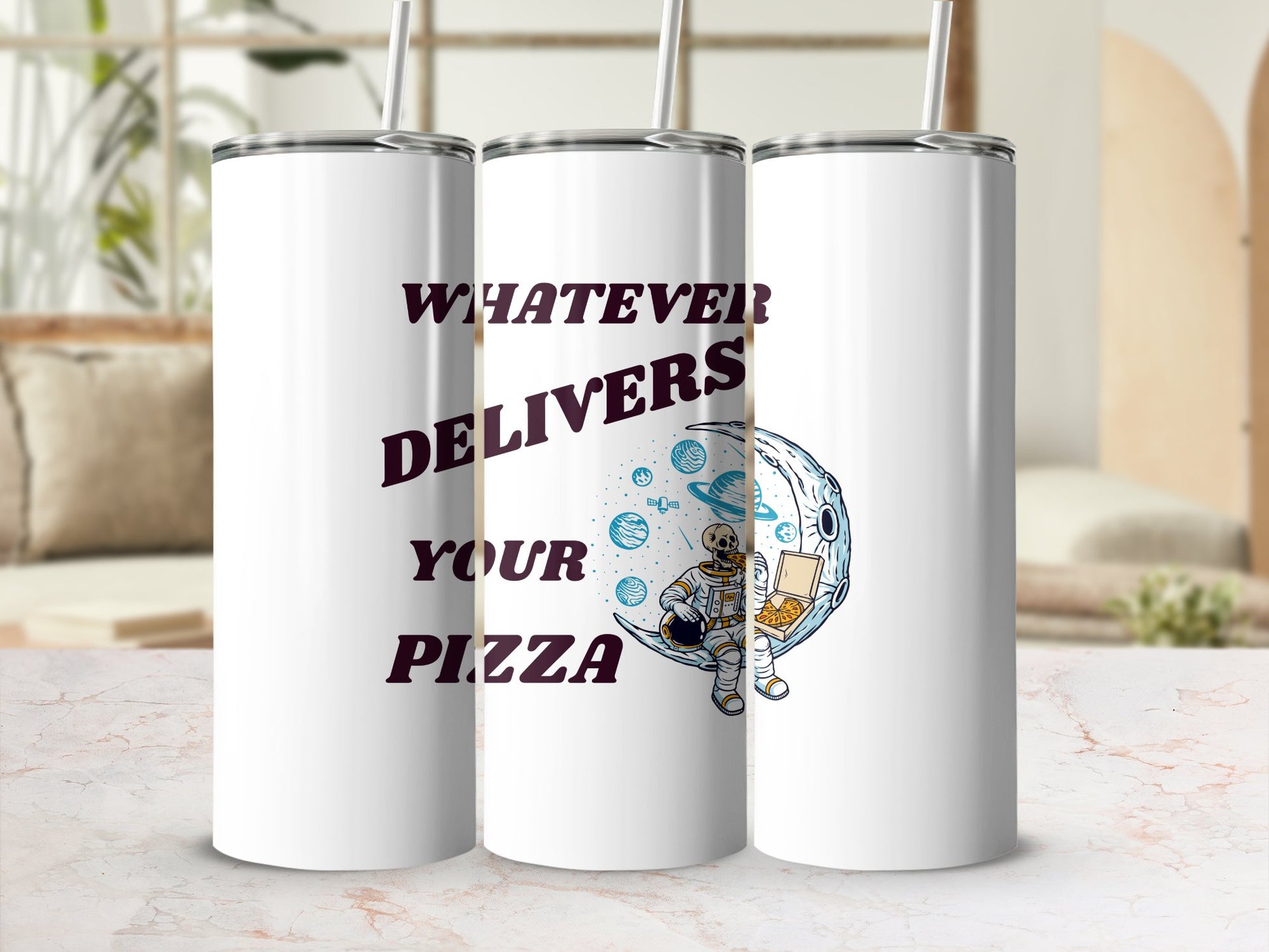 Fun & Sassy Whatever Delivers your Pizza Tumbler