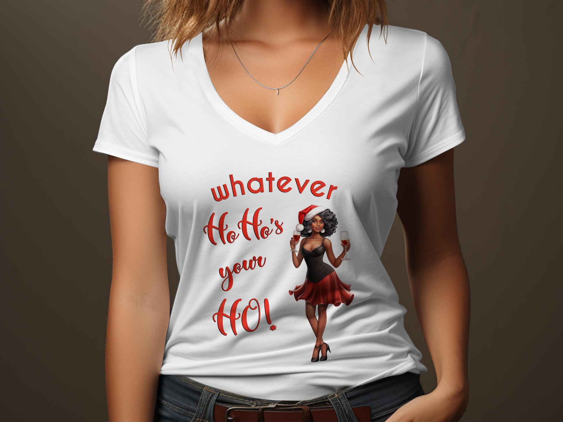 Fun & Sassy Whatever Ho Ho's your Ho — Sexy Black Ms Claus T-Shirt