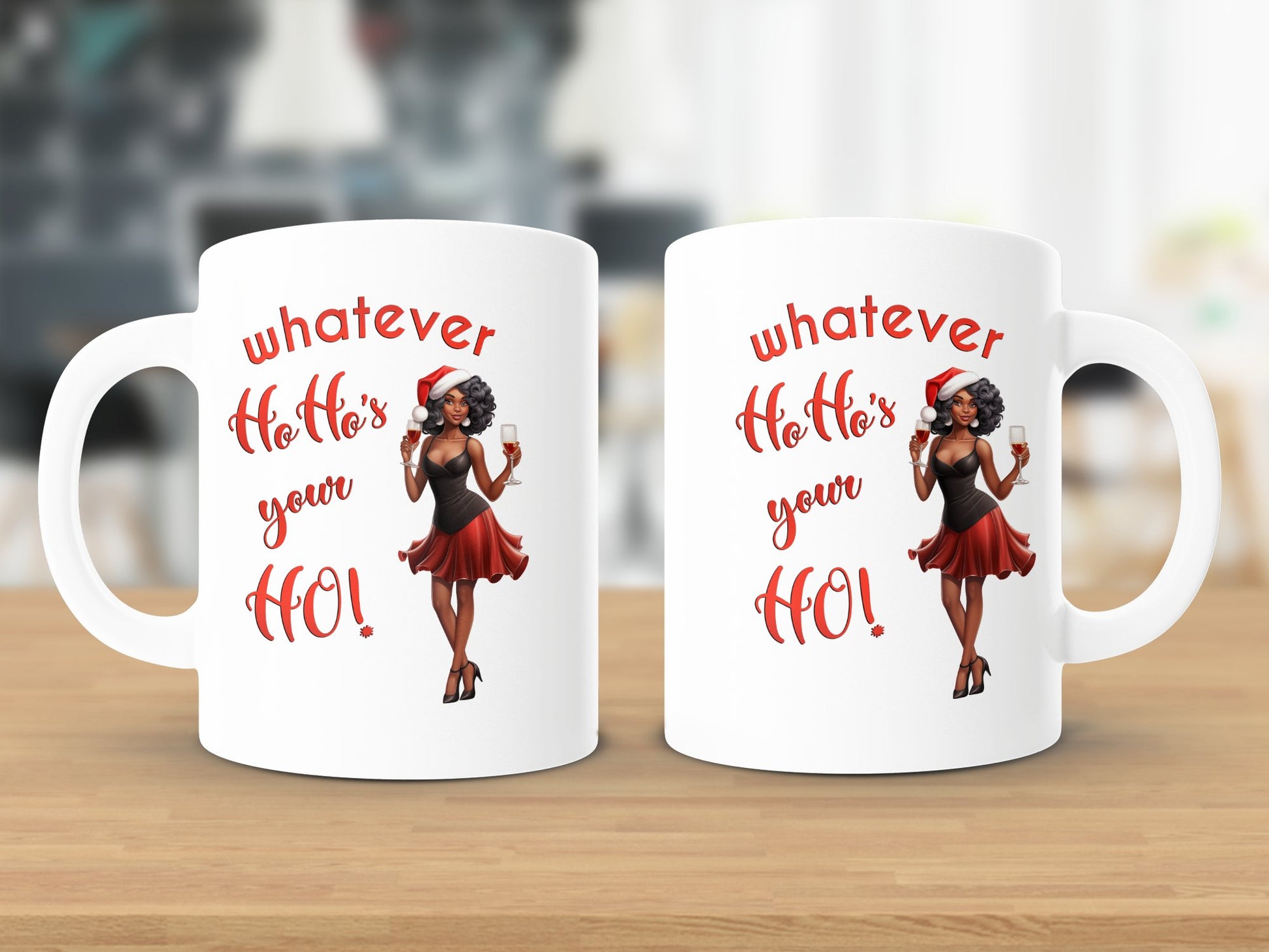 Fun & Sassy Whatever Ho Ho's your Ho — Sexy Black Ms Claus Mug