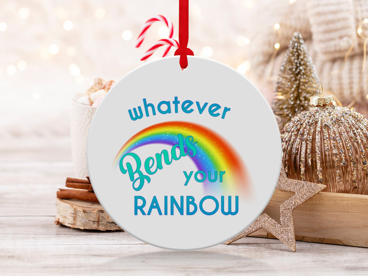 Fun & Sassy Whatever Bends your Rainbow Ornament