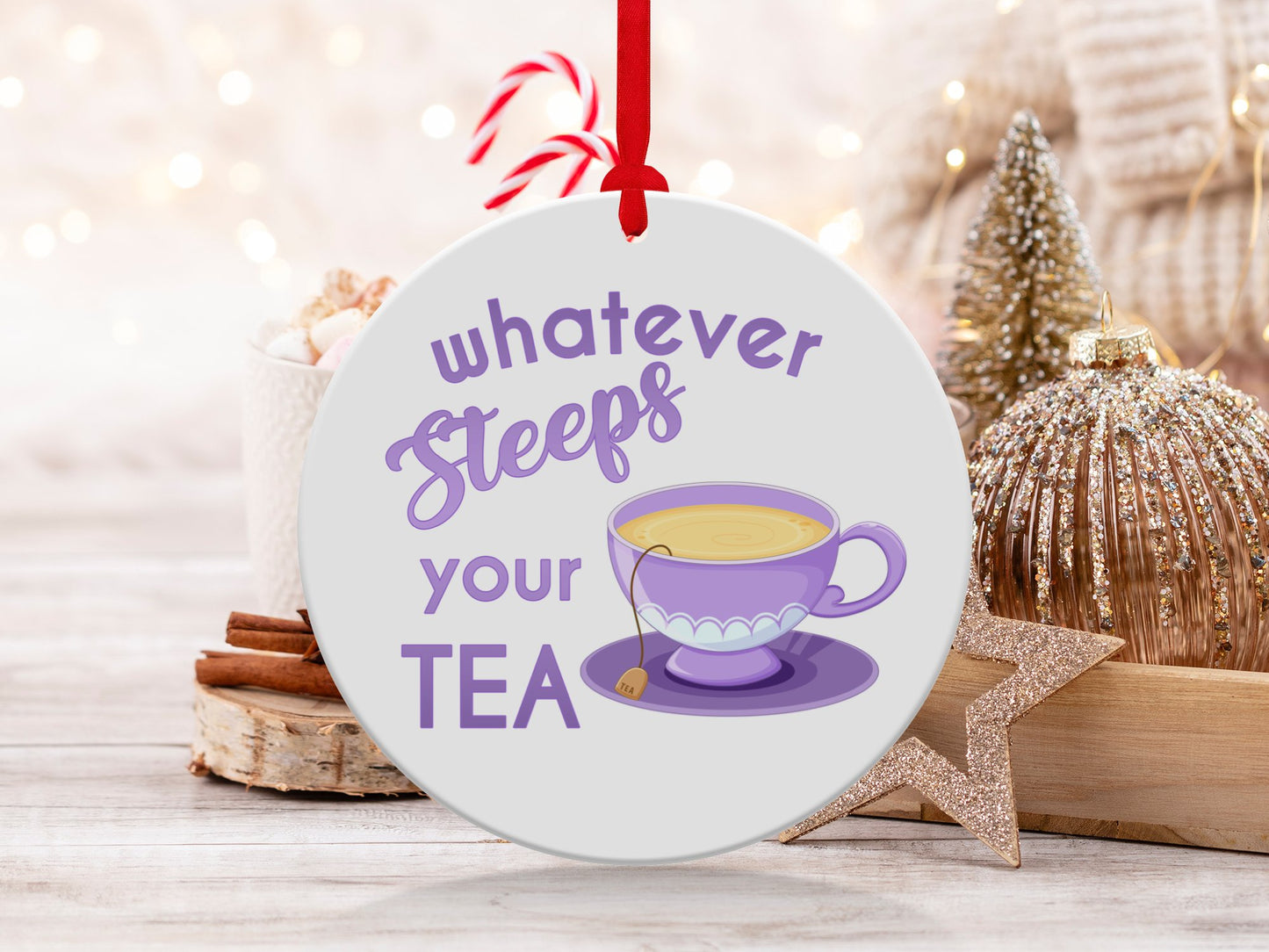 Fun & Sassy Whatever Steeps your Tea — Purple Ornament